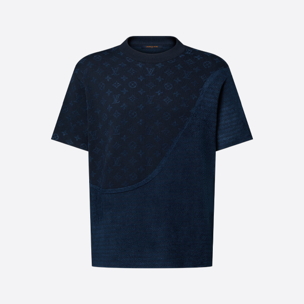 ルイ・ヴィトンのジャカードパッチワークニット半袖Tシャツ