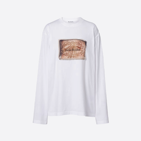 アクネ ストゥディオズ レトロ ボウプリント 刺繍プリント ロングスリーブ Tシャツ