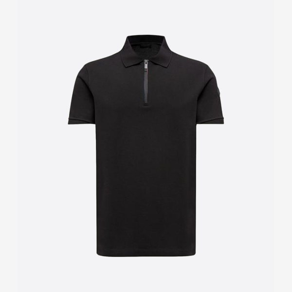 モンクレール ハーフジップ シリコンロゴ ポロシャツ、ブラック