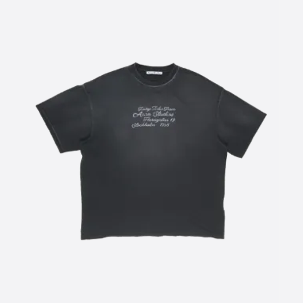 アクネ ストゥディオズ 筆記体プリント 半袖Tシャツ、ブラック