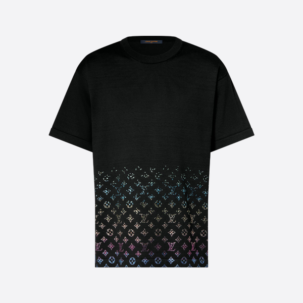 ルイ・ヴィトン モノグラム グラデーション ウール 半袖Tシャツ、ブラック