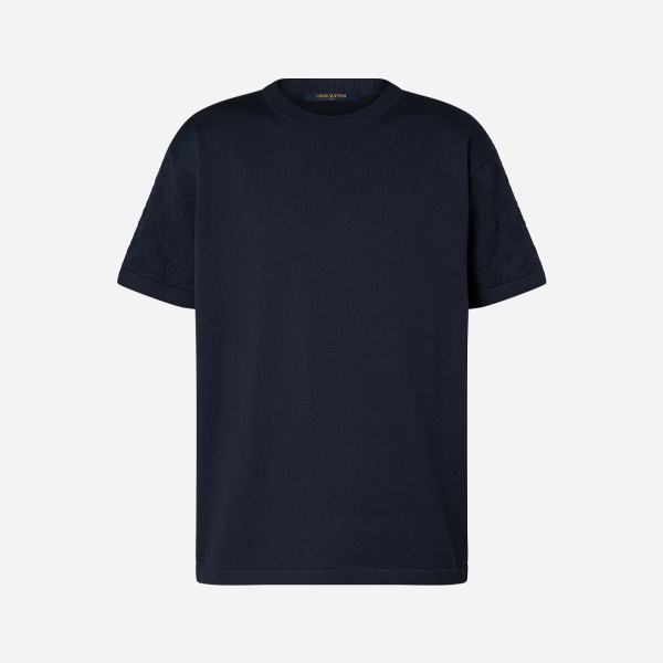 ルイ・ヴィトン モノグラムジャカードニット 半袖トップス（ブラック）。