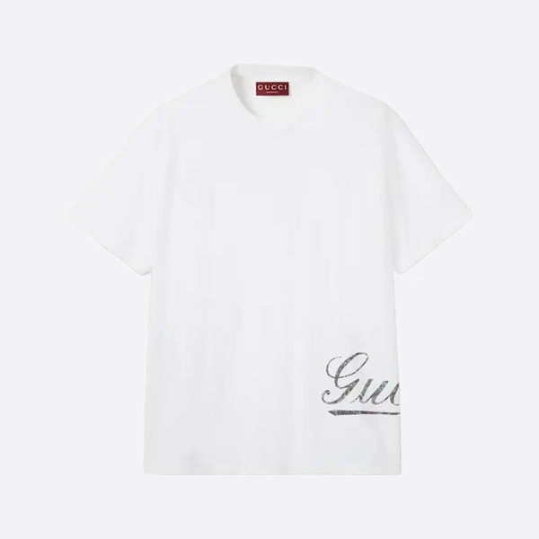 グッチのプリントニットコットンTシャツ