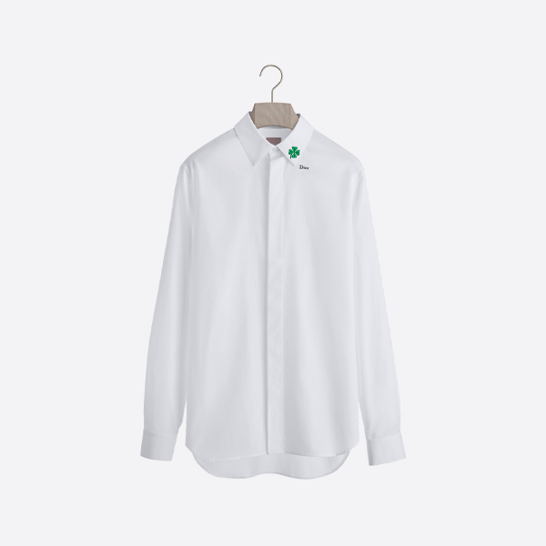 ディオール刺繍入り長袖シャツ（クローバーカラー）