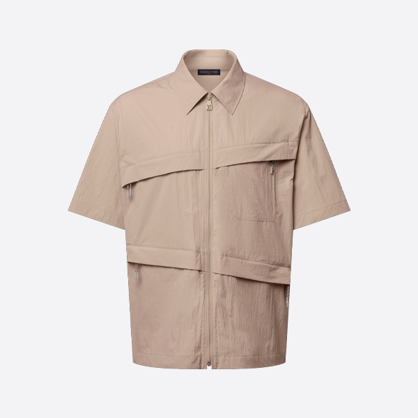 ルイ・ヴィトン カーキ 機能性軽量ナイロン半袖シャツジャケット