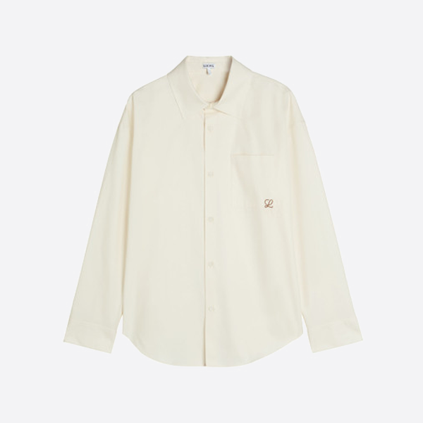 ロエベの刺繍入り襟付きブラウス