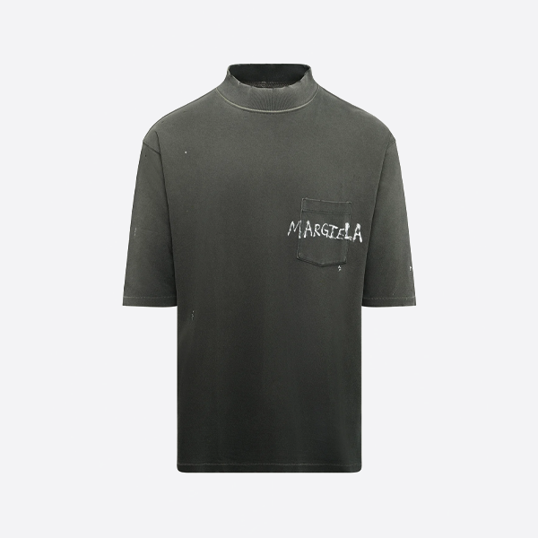 メゾンマルジェラ ポケットグラフィティ ダメージ加工 ハイネック 半袖Tシャツ