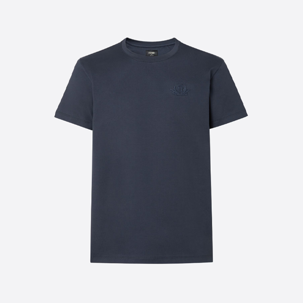 フェンディ 無地バッジ 半袖Tシャツ、ブルー