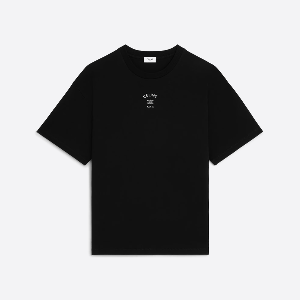 セリーヌ 凱旋門ロゴ 半袖Tシャツ、ブラック