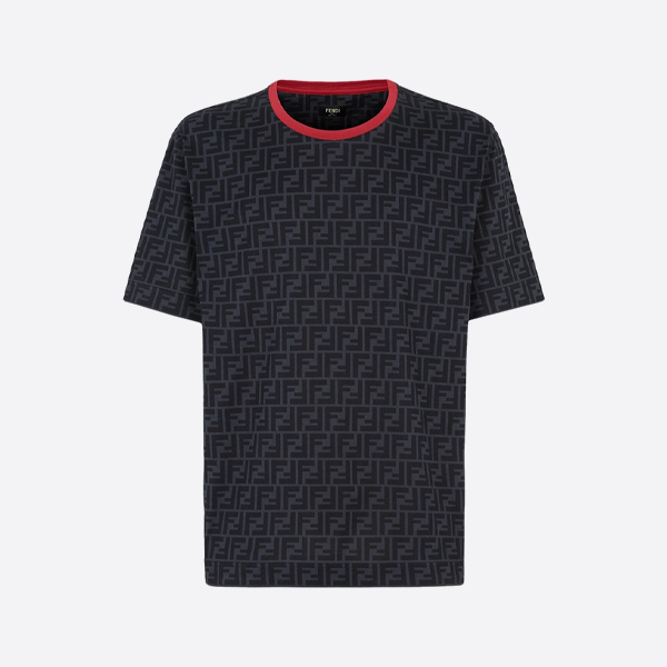 フェンディのFFロゴが全体にあしらわれたカラーブロックデザインの半袖シャツ