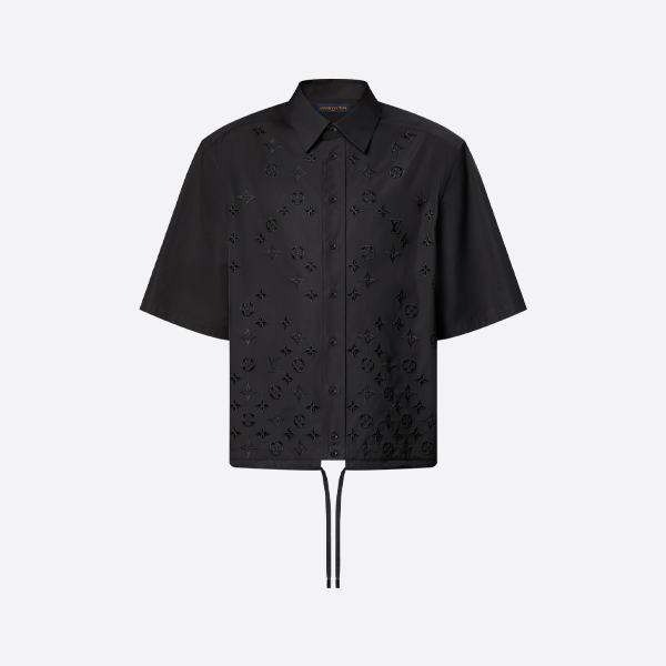 ルイ・ヴィトン モノグラム刺繍入り透かし彫り半袖シャツ