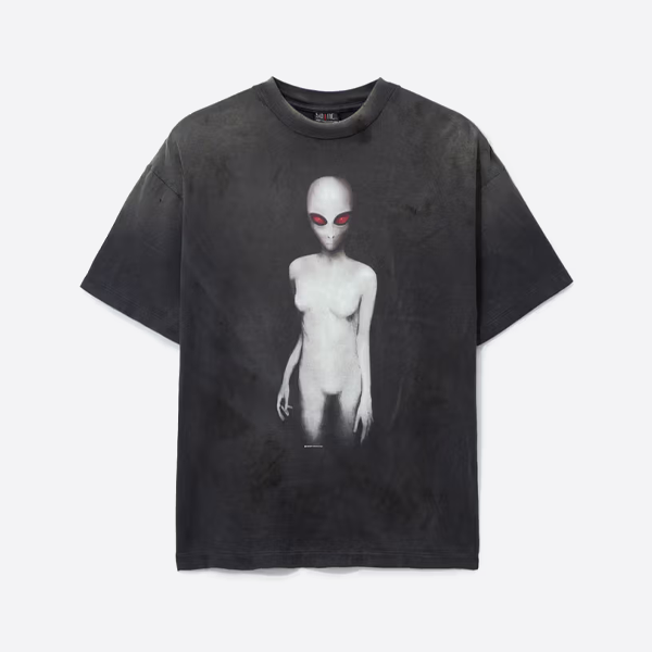 聖ミカエル 赤目エイリアンプリント 半袖シャツ