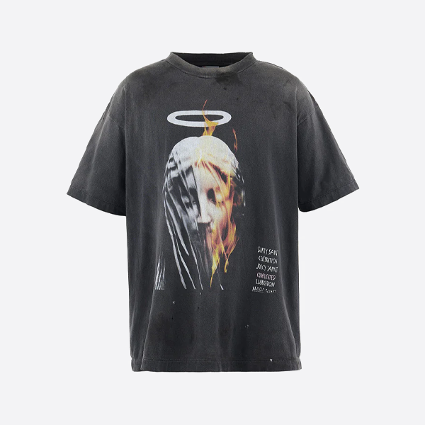 聖ミカエル天使ベール聖母プリント半袖シャツ