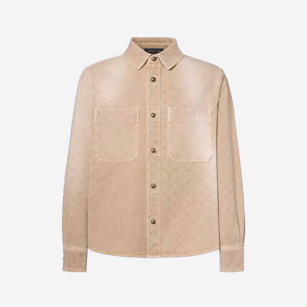 ルイ・ヴィトン 色褪せたダブルポケットのダメージ加工デニムシャツジャケット