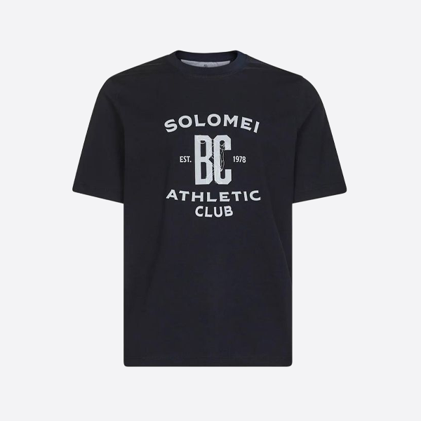 ブルネロ・クチネリ 半袖Tシャツ（胸に大きなプリント入り）、ブラック