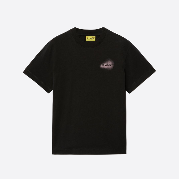 オフホワイトのスプラッターアロー柄半袖Tシャツ