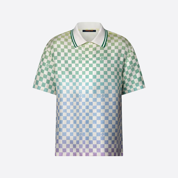 ルイ・ヴィトン グラデーションチェック柄襟付き半袖シャツ