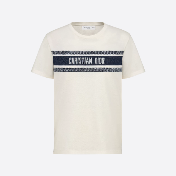 ディオール ブルーストライプ レタープリント 半袖シャツ