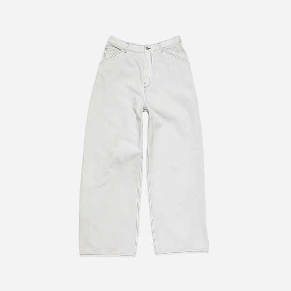 アクネ ストゥディオズ ボウタイ ダイ ステッチ グレーホワイト デニムパンツ