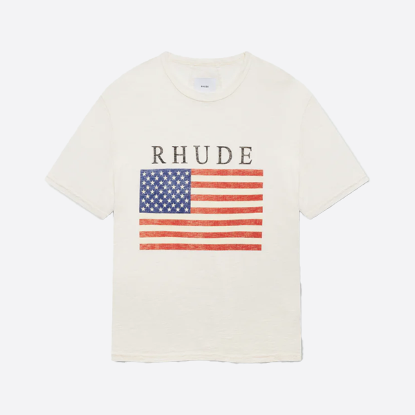Rhude レトロ USA フラッグプリント 半袖Tシャツ