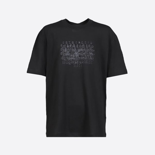 メゾン マルジェラ ミラーレター 半袖Tシャツ、ブラック
