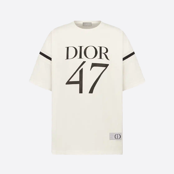 ディオール47 ラージロゴプリント 半袖Tシャツ、ホワイト