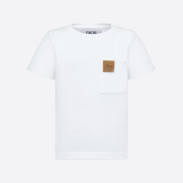 ディオール無地ポケット付きレザー半袖シャツ