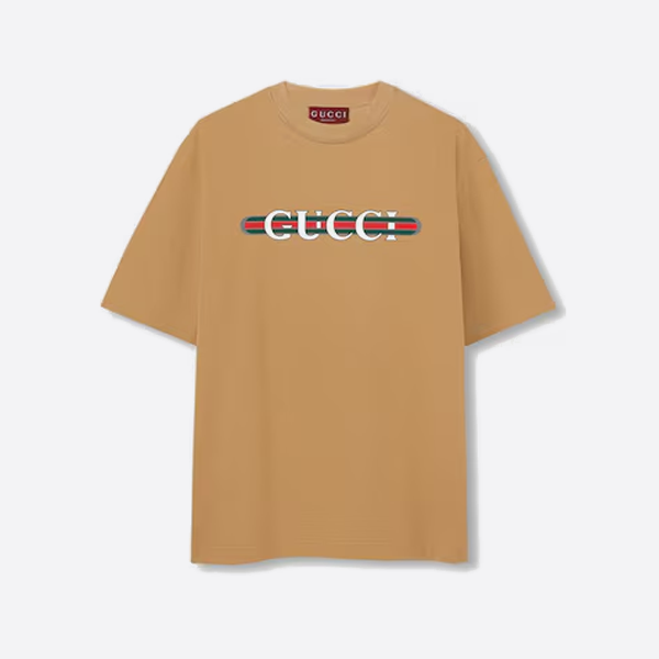 グッチのクラシックリボンプリント半袖シャツ