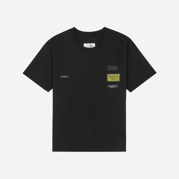 メゾン マルジェラ デジタルレーベル 半袖Tシャツ、ブラック