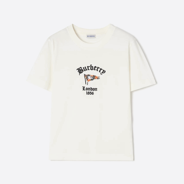 バーバリー刺繍入りフラッグ柄半袖Tシャツ