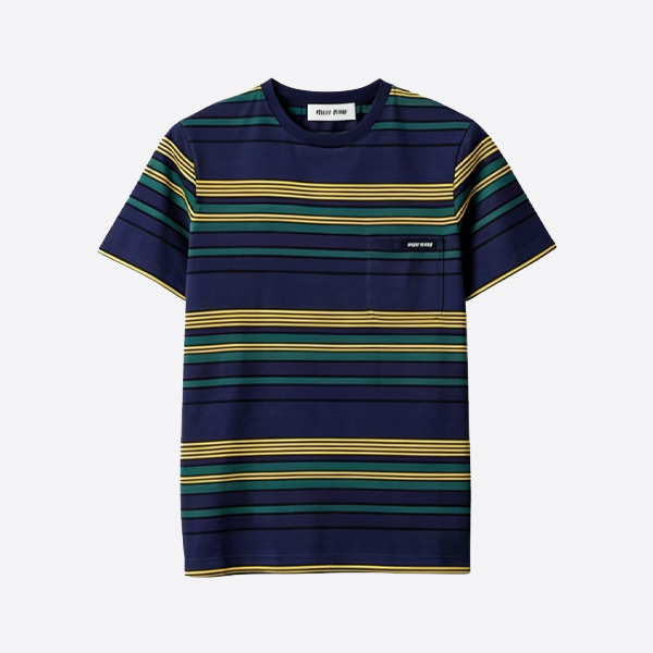 ミュウミュウ カラーブロック ストライプ ニット 半袖Tシャツ