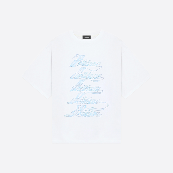 we11done ダメージ加工グラデーション手描きロゴプリント半袖Tシャツ