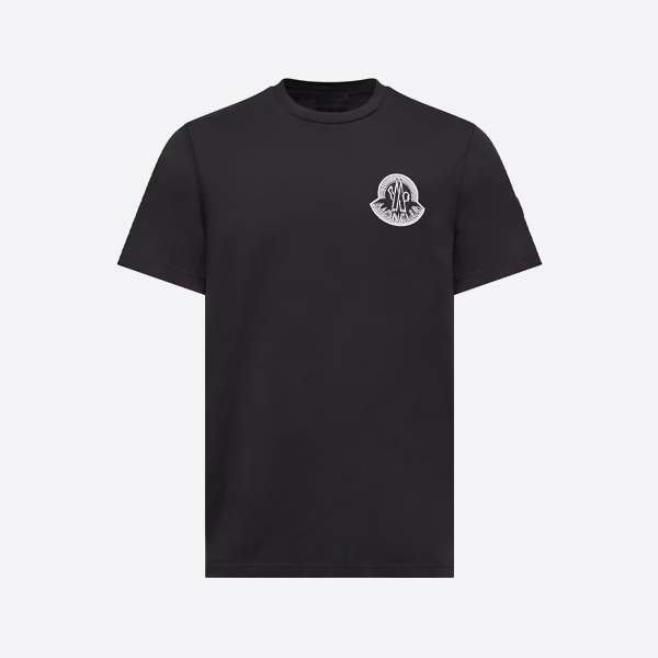 モンクレール ニューロゴ ツートーン 半袖Tシャツ、ブラック