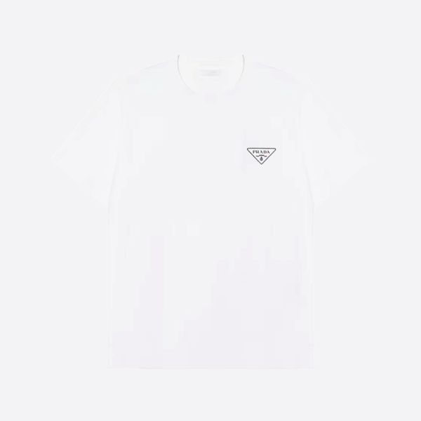 プラダの文字三角形ロゴ入り半袖Tシャツ
