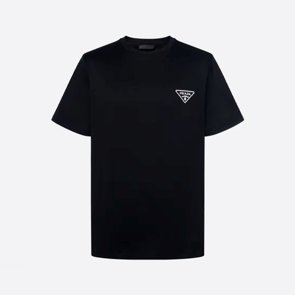 プラダのロゴ入り半袖Tシャツ、ブラック