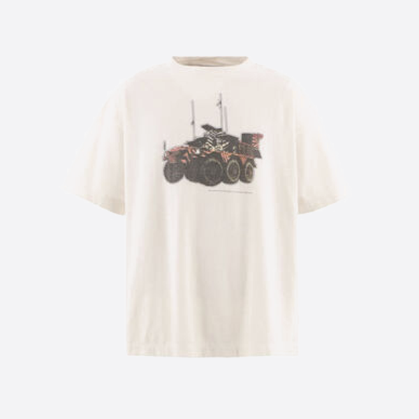 聖ミカエルのアイスクリーム馬車プリント半袖Tシャツ