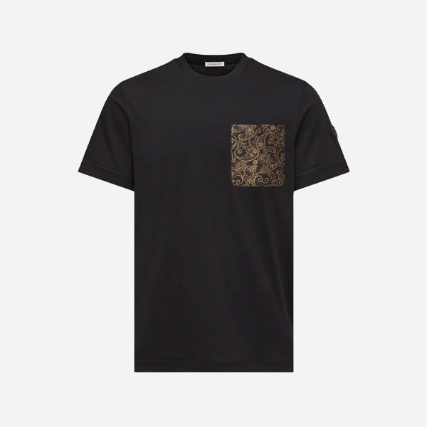 モンクレール ペイズリープリント 半袖Tシャツ、ブラック