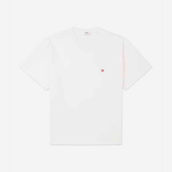 セリーヌ 凱旋門ロゴ刺繍入り半袖Tシャツ