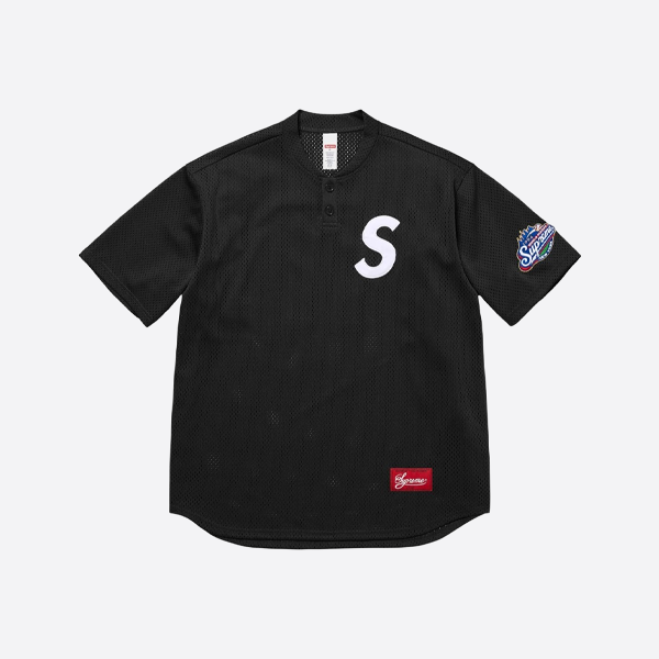 シュプリーム S11 ベースボール ヘンリーカラー Tシャツ、ブラック