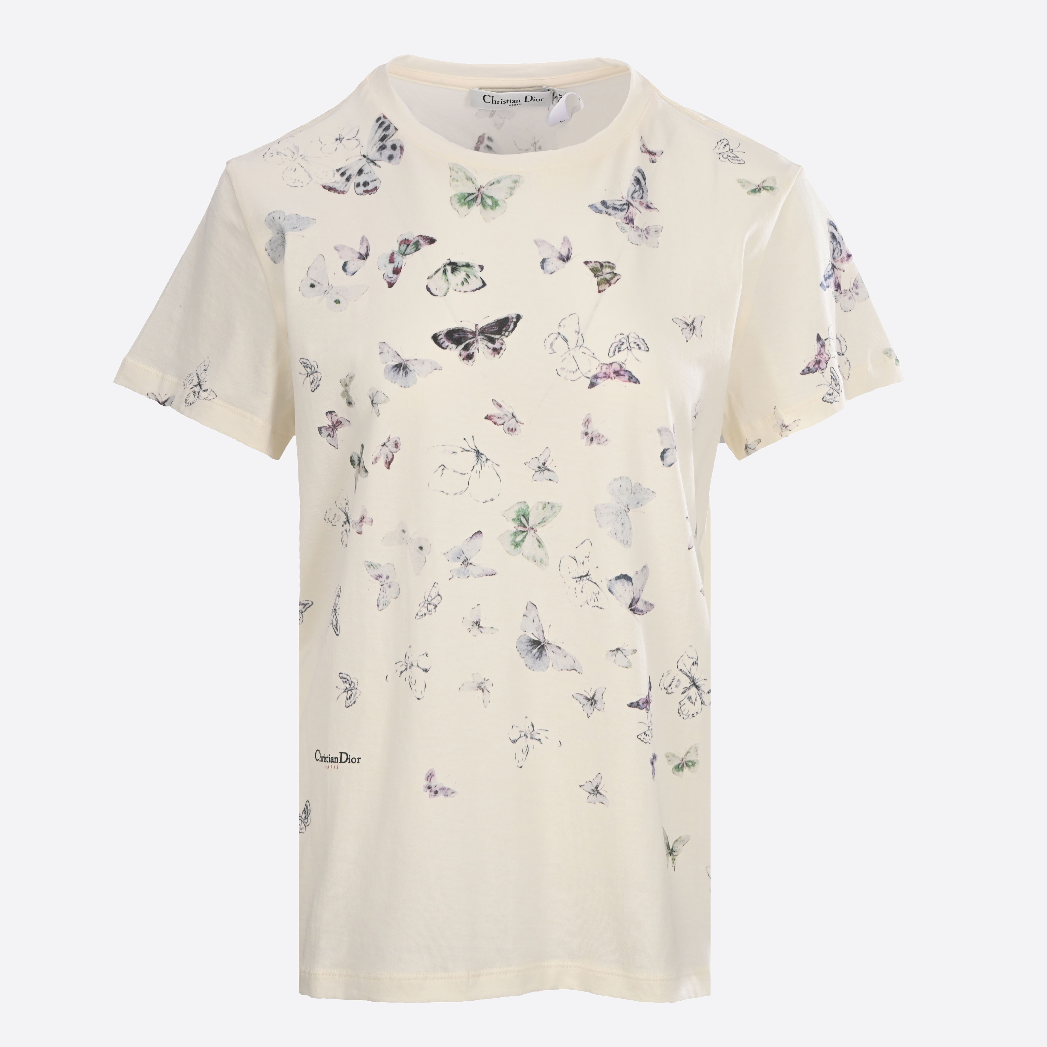 ディオール Dioresque Butterfly コットンジャージー Tシャツ ベージュ マルチカラー 613T07A4263_X1846