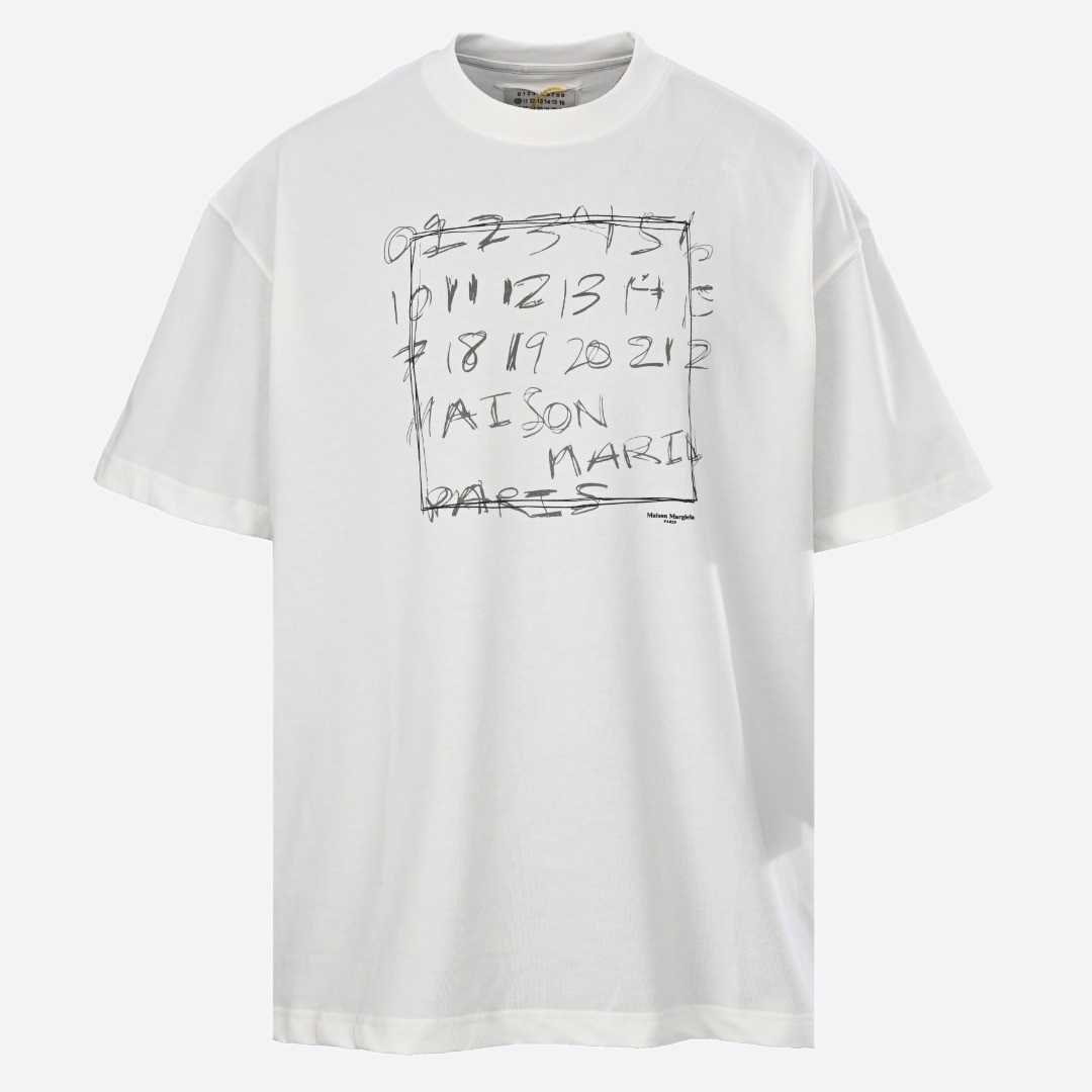 エムエムシックス メゾン マルジェラ ナンバーレター プリント Tシャツ ホワイト