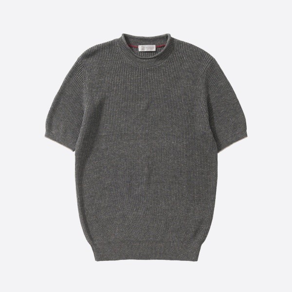 ブルネロ クチネリ リネン コットン リブ ニット Tシャツ