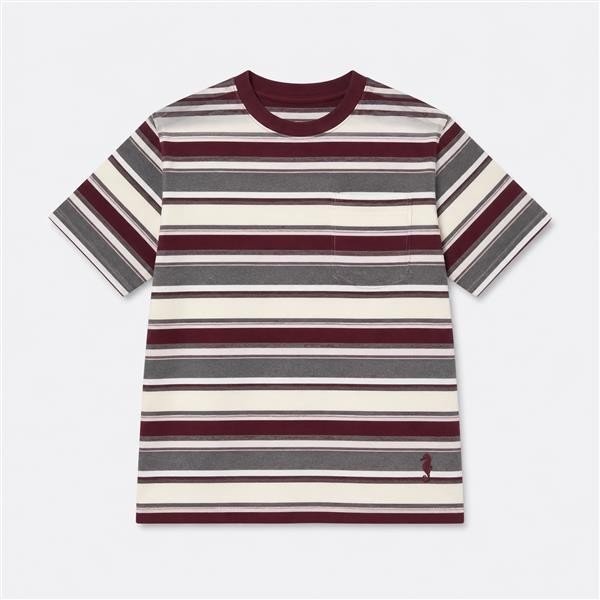シャネル ストライプ ポケット刺繍 Tシャツ ブラウン ホワイト 26M