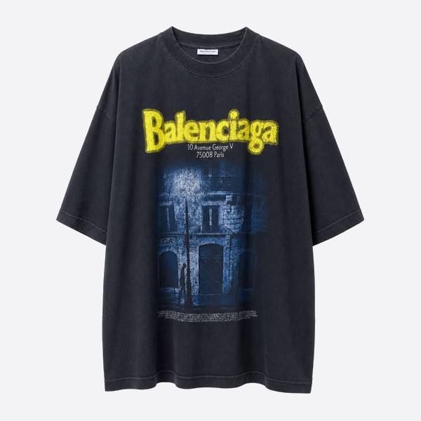 バレンシアガ ナイトビュー Avenue George V Tシャツ ブラック