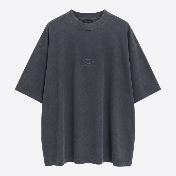 バレンシアガ リングロゴ 刺繍Tシャツ グレー