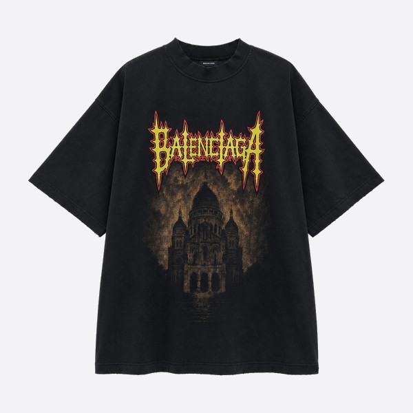 バレンシアガ フレイムキャッスルTシャツ ブラック