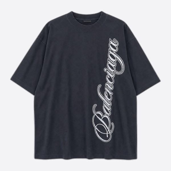 バレンシアガ スクリプトロゴTシャツ ウォッシュドブラック