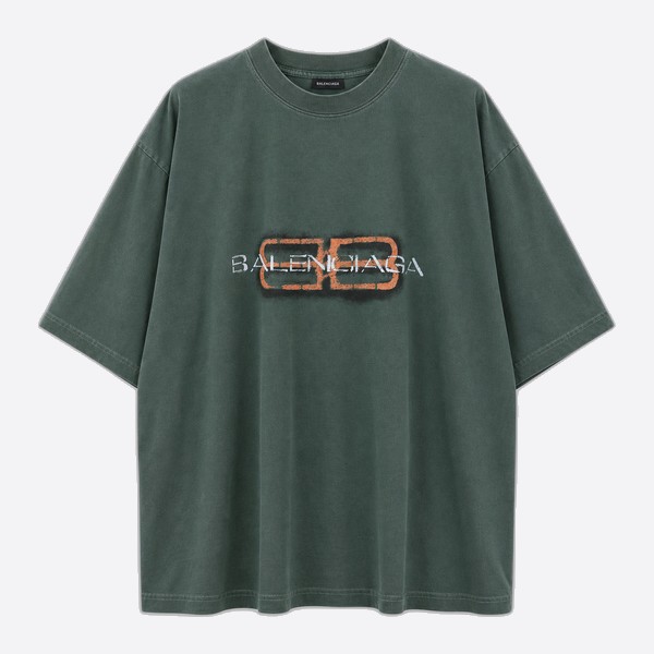 バレンシアガ BBロゴ ヴィンテージTシャツ グリーン