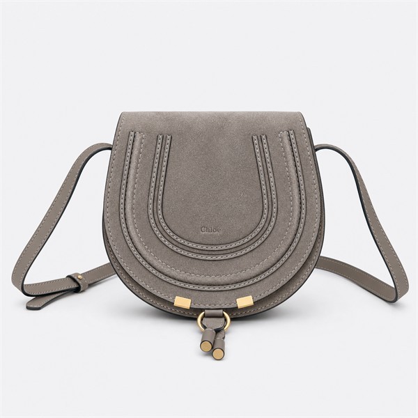 クロエ Marcie サドルバッグ スエード カーフスキン グレー スモール