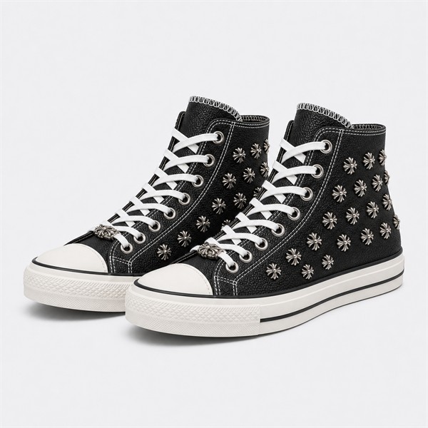 クロムハーツ x Converse スタッズ ハイトップ スニーカー ブラック